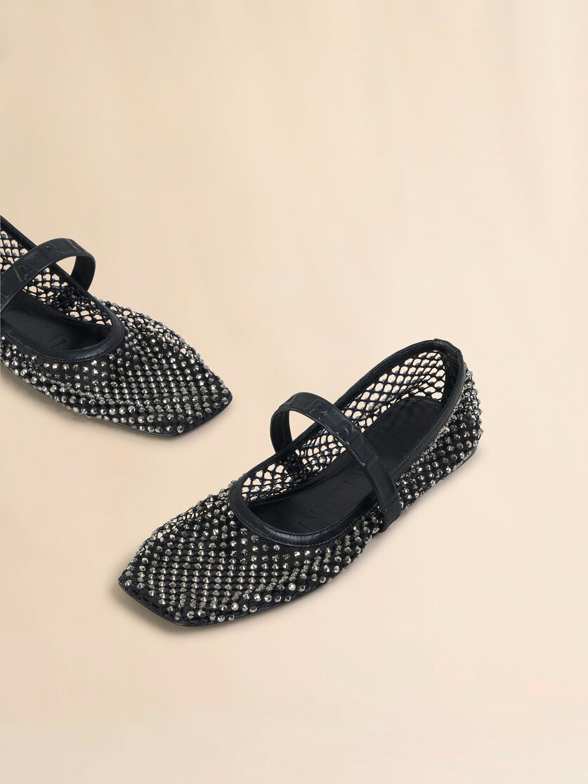Mary Jane Ballerina aus schwarzem Mesh mit Kristallen - Mokassins - Image 5
