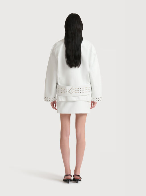 White leather mini skirt with studs - Skirts