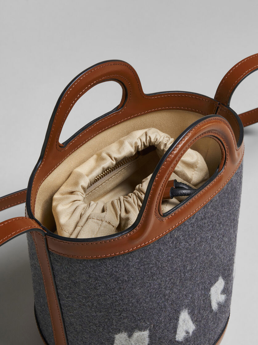 Mini-sac seau TROPICALIA en feutre et cuir - Sacs portés épaule - Image 4