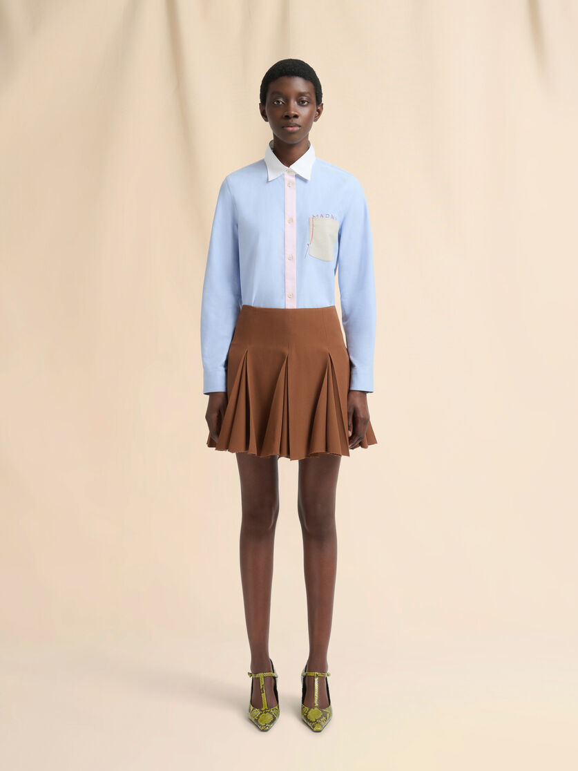Brown wool pleated mini skirt - Skirts - Image 2