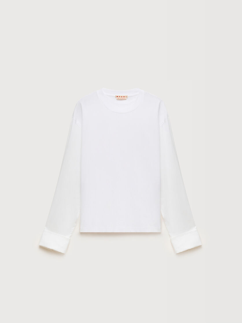 White cotton T-shirt with shirt sleeves, Image 1