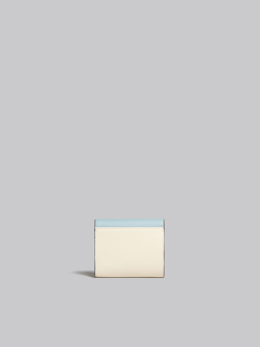 Portefeuille en cuir saffiano vert clair, blanc et marron - Portefeuilles - Image 3