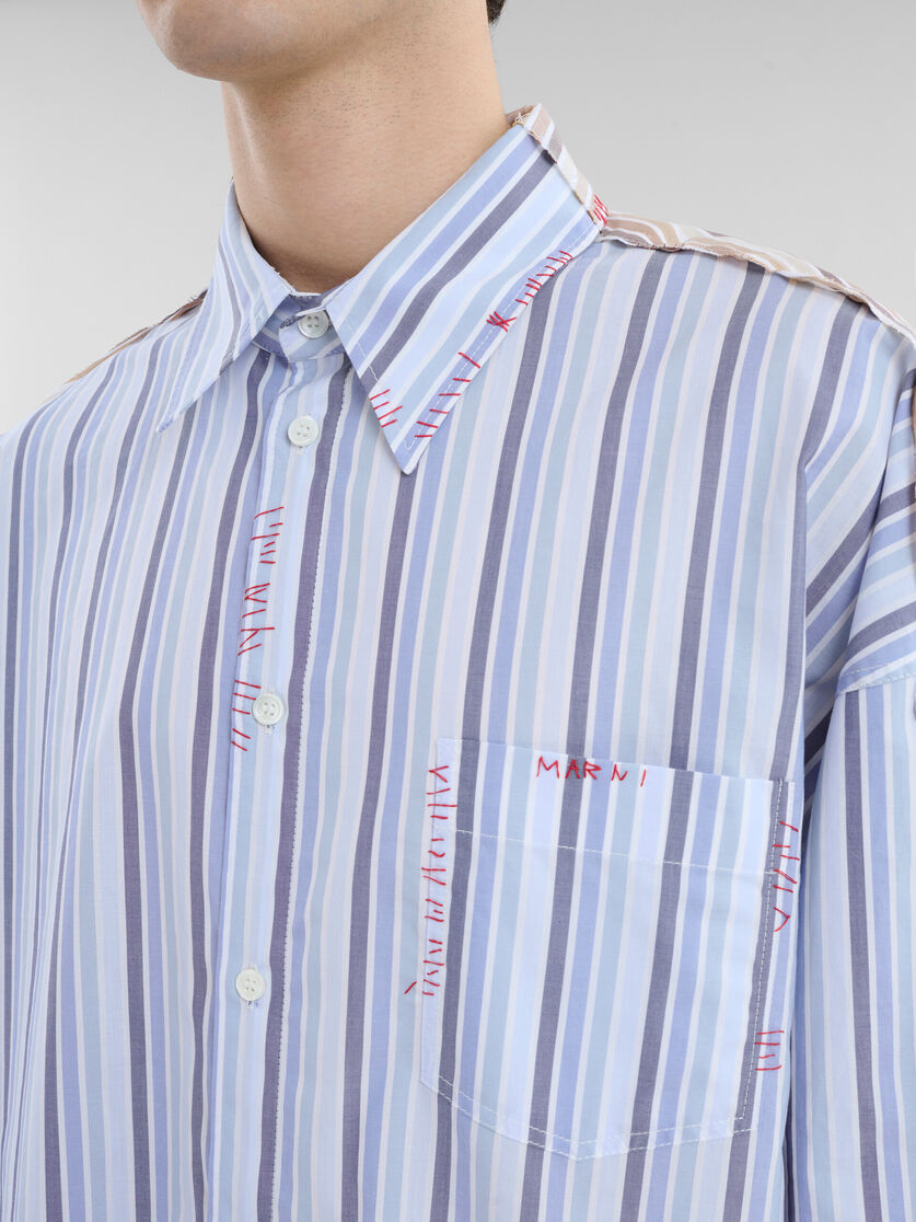 Blue and pink double stripe organic poplin shirt | Marni