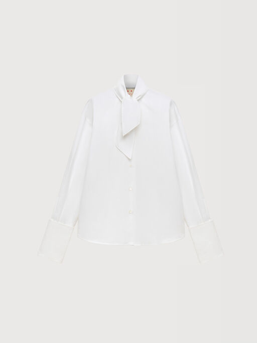 White poplin shirt with neck tie - Shirts