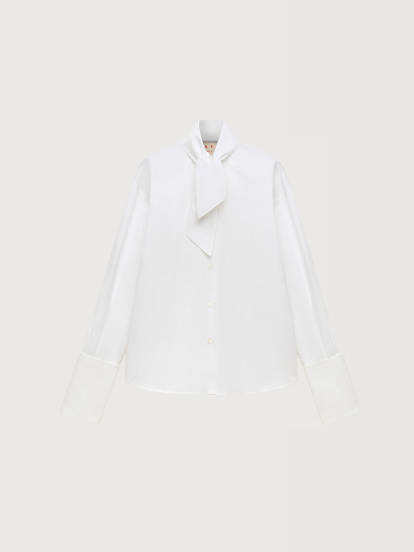 White poplin shirt with neck tie, Image 1