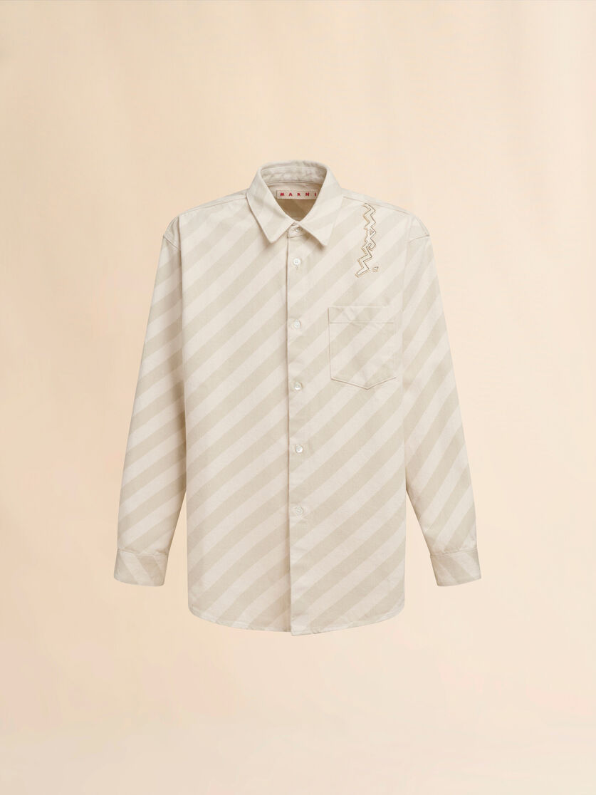 Boxy beige denim shirt - Shirts - Image 1