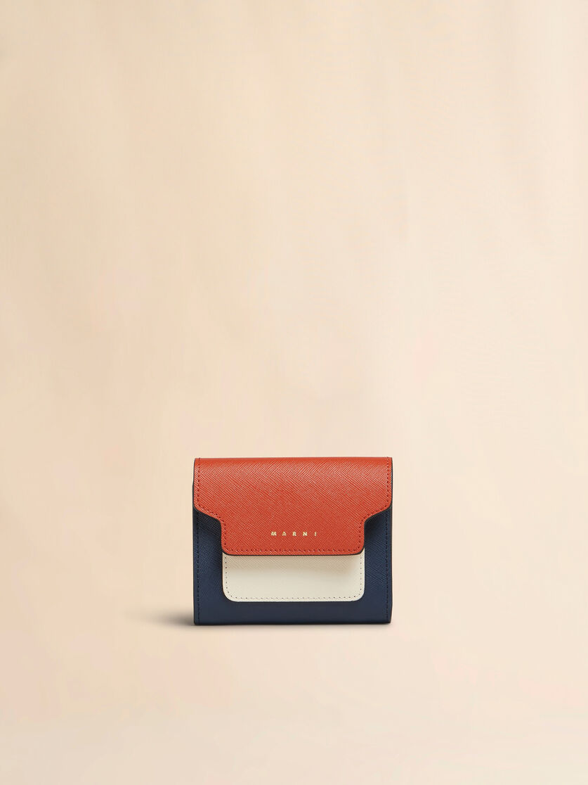 Portemonnaie aus Saffiano-Leder in Hellgrün, Weiß und Braun - Brieftaschen - Image 1