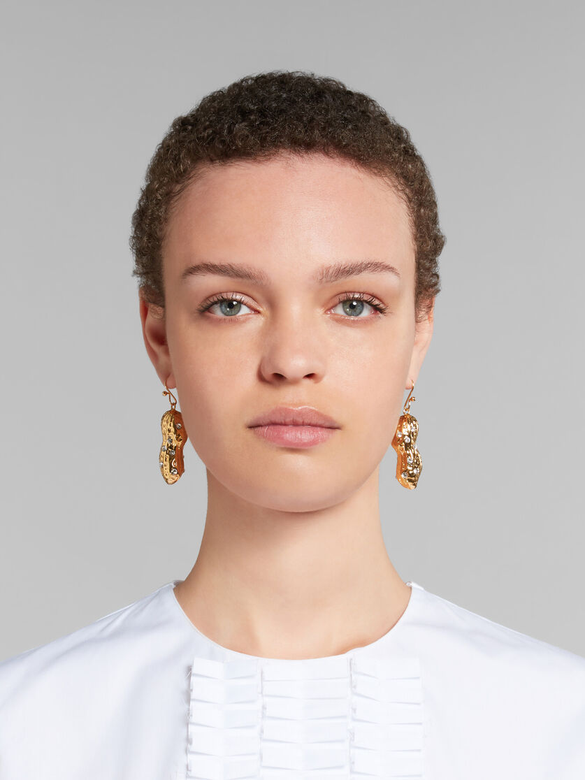 Gold peanut drop earrings - Earrings - Image 2