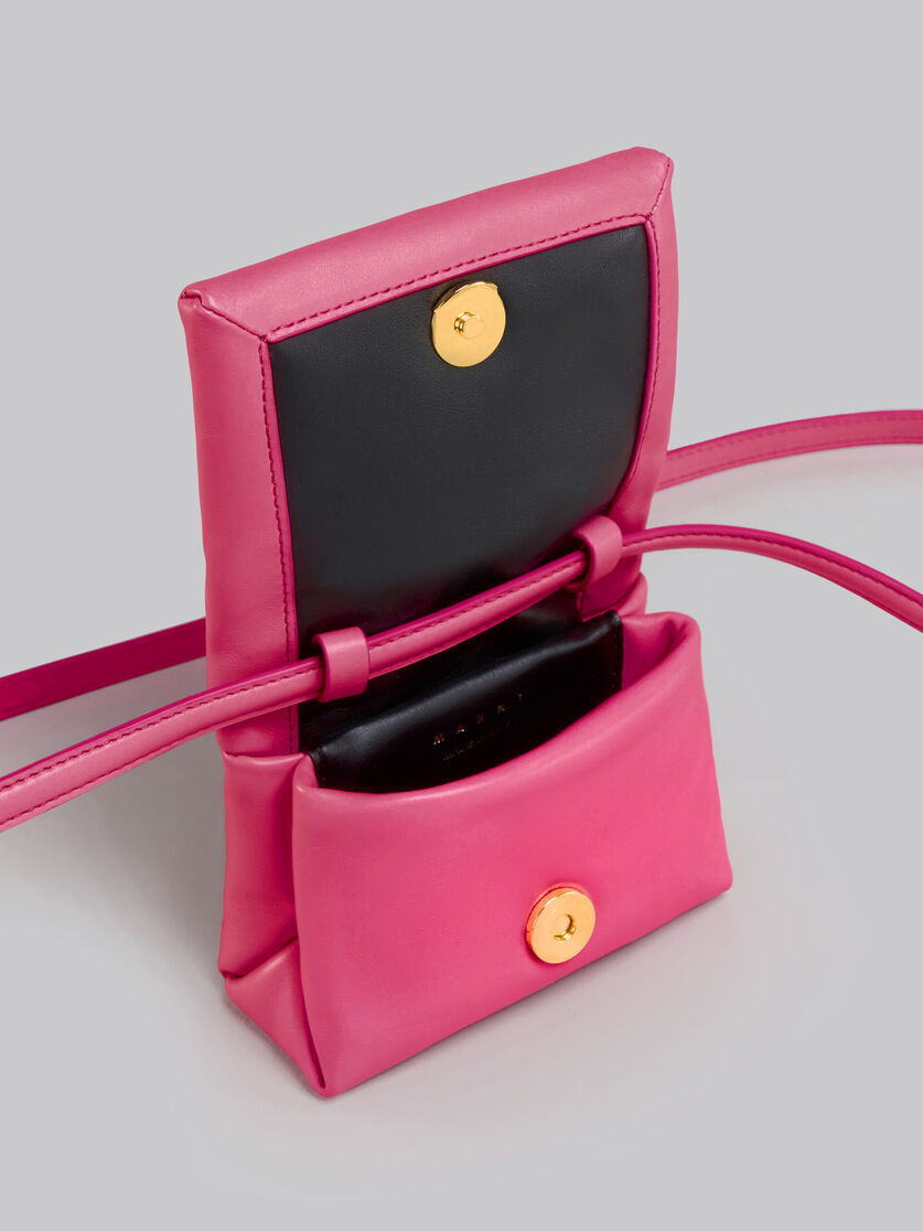 Pink leather mini Prisma pouch - Pochette - Image 4