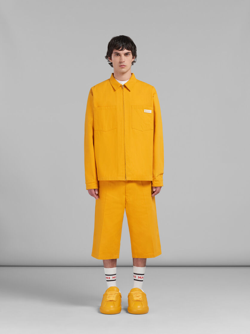 Orange gabardine zip-up overshirt - Shirts - Image 2