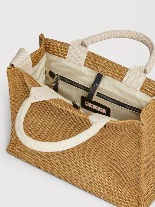 Natural-coloured raffia-effect Small Tote Bag - Shopping Bags