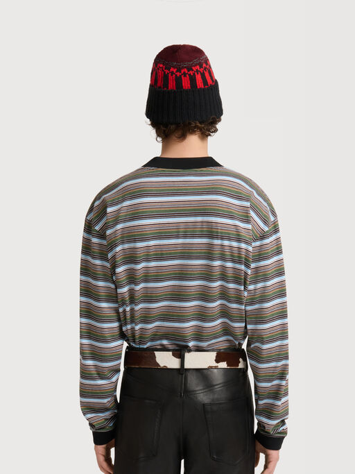 Multicolour striped cotton long-sleeved T-shirt - Shirts