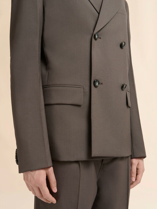 Grey double-breasted wool blazer with Marni Mending - Jackets