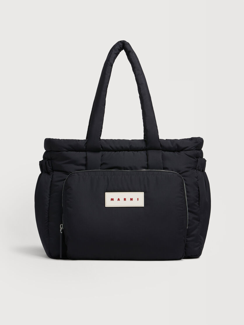 Tote bag Puff E/W de tejido t&eacute;cnico negro, Image 1