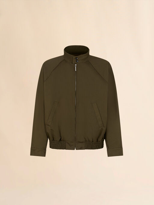 Deep green organic gabardine bomber jacket - Jackets