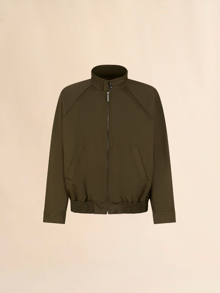 Deep green organic gabardine bomber jacket - Jackets - Image 1