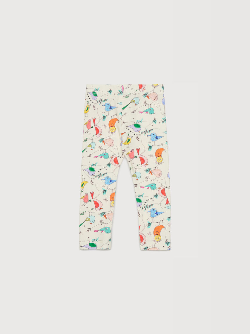 Off-white stretch cotton leggings with bird print, Image 2