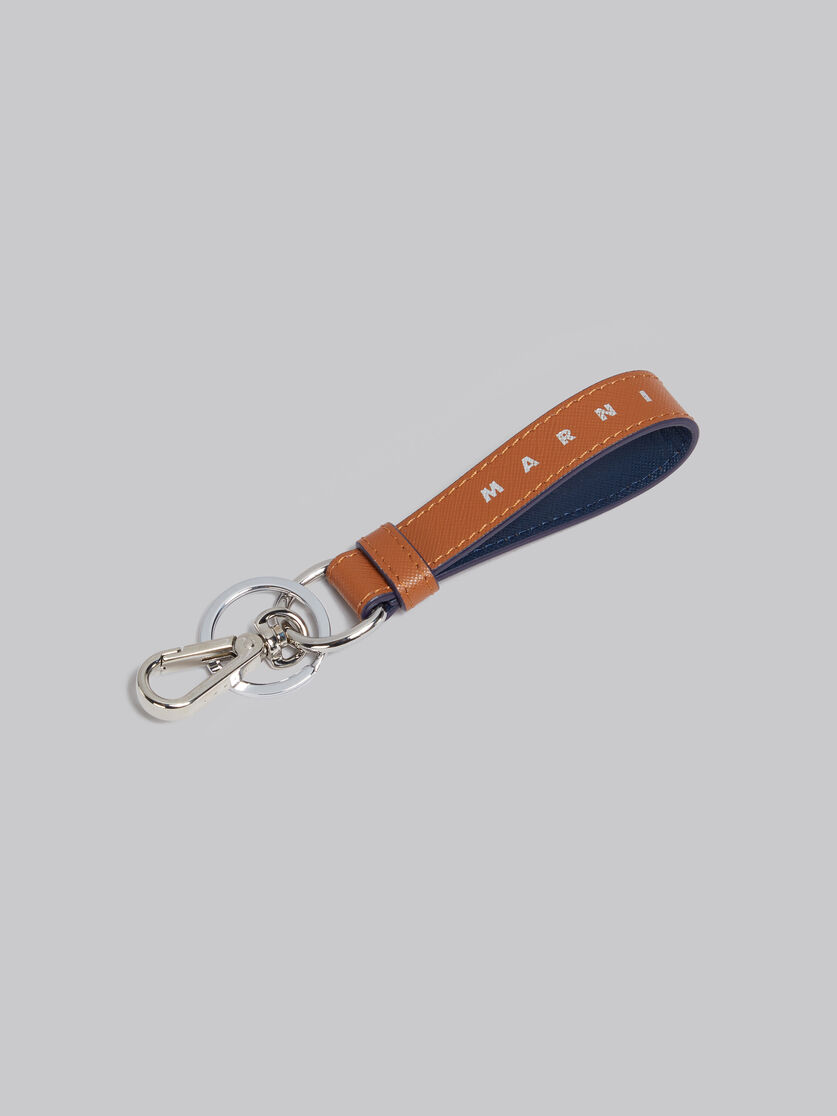 Deep blue and green Saffiano leather keyring - Key Rings - Image 2