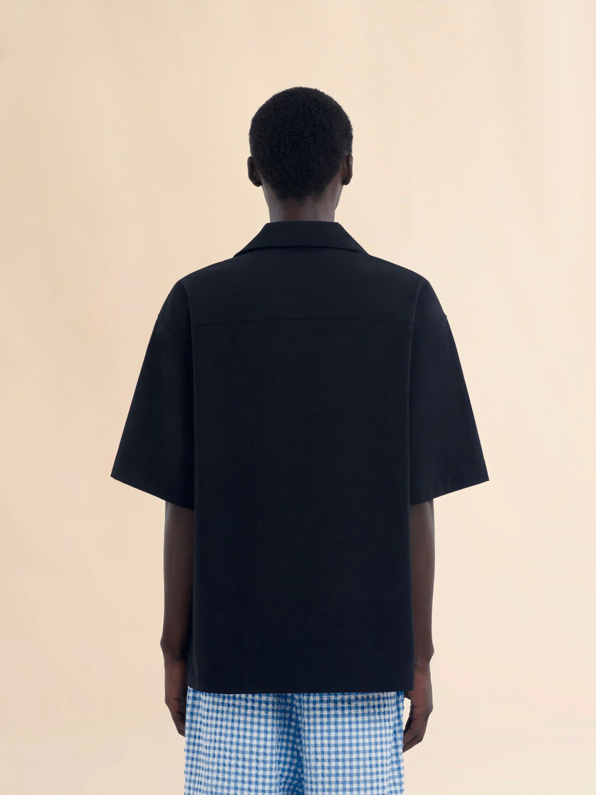 ブラック ウール混ボウリングシャツ、マルニシンボル入り - シャツ - Image 3