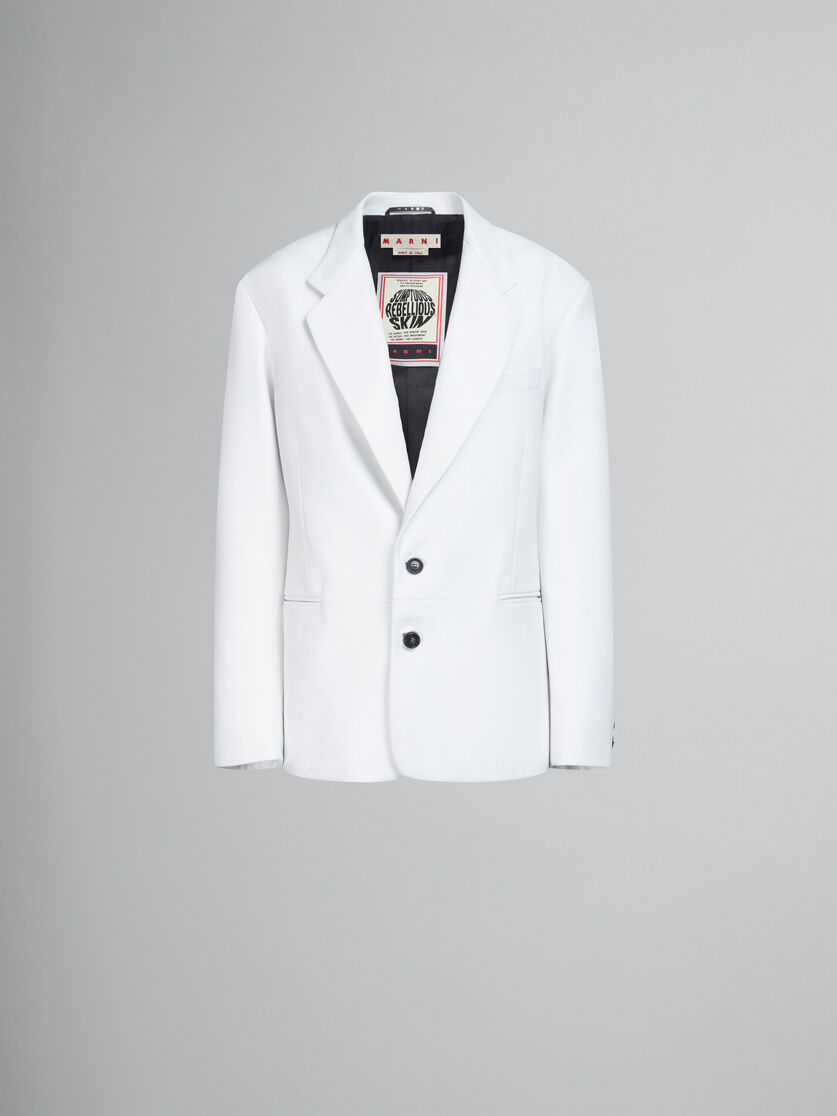 White nappa leather oversized blazer - Jackets - Image 1
