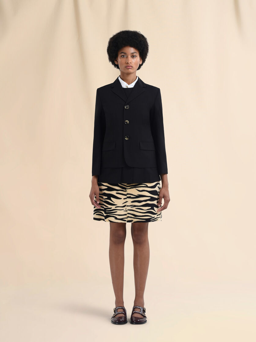 Veste noire en laine mélangée - Manteaux - Image 2