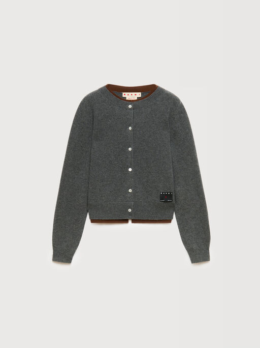 Grey cashmere cardigan with layered effect - Pullovers