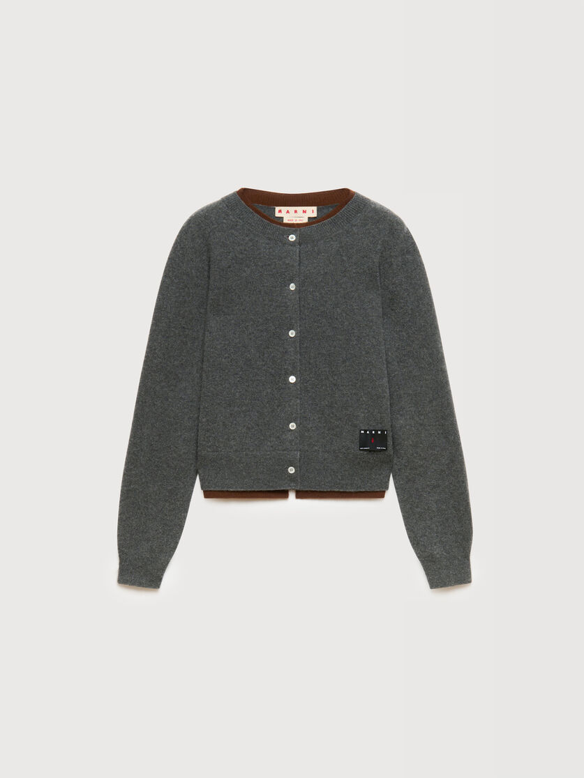 Grey cashmere cardigan with layered effect, Image 1