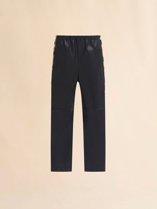 Black nappa leather jogging trousers - Pants