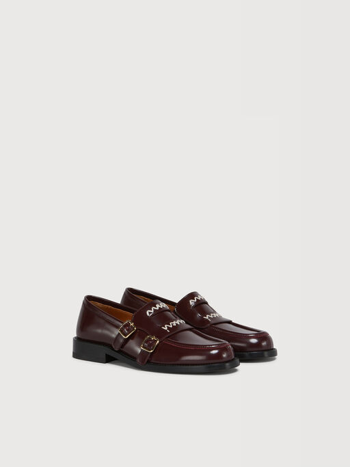 Mocassino in pelle bordeaux con doppia fibbia - Mocassini