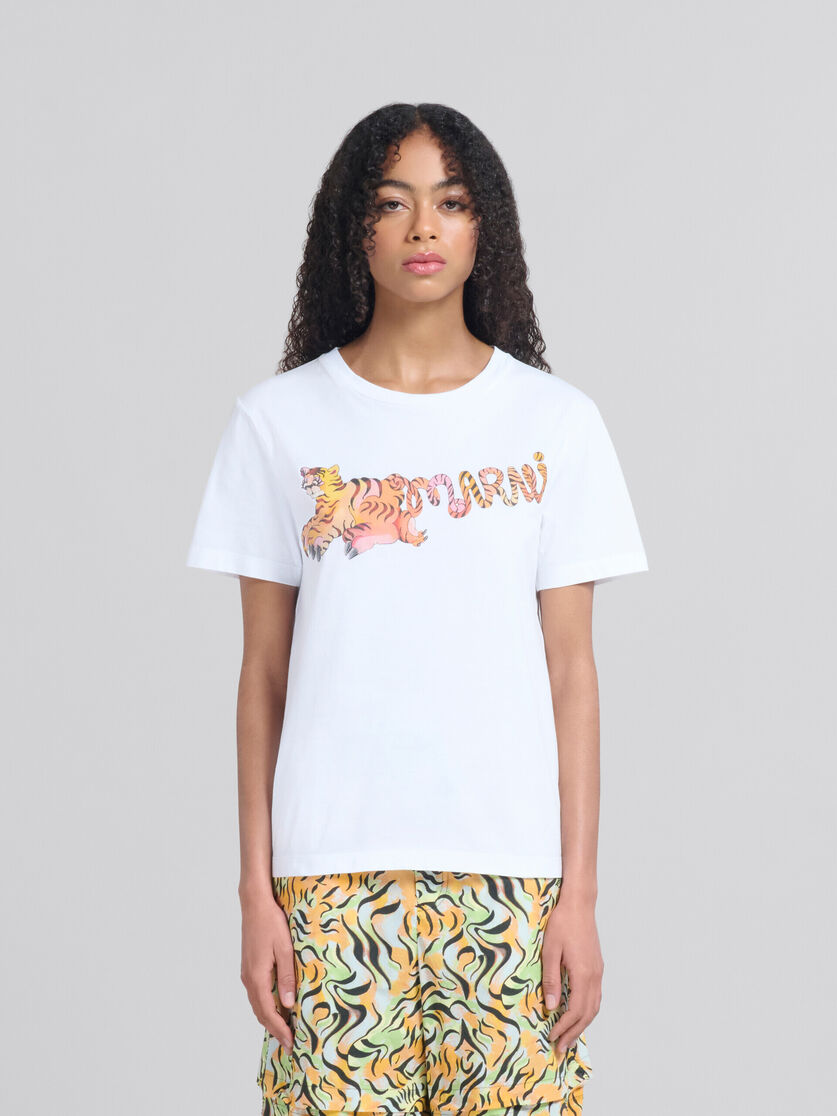 White organic jersey regular-fit T-shirt with print | Marni 