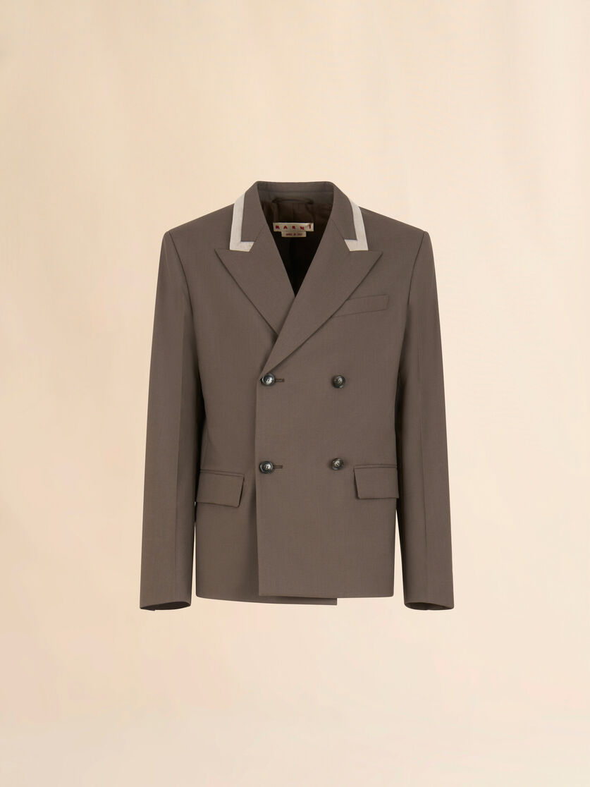 Grey double-breasted wool blazer with Marni Mending - Jackets - Image 1