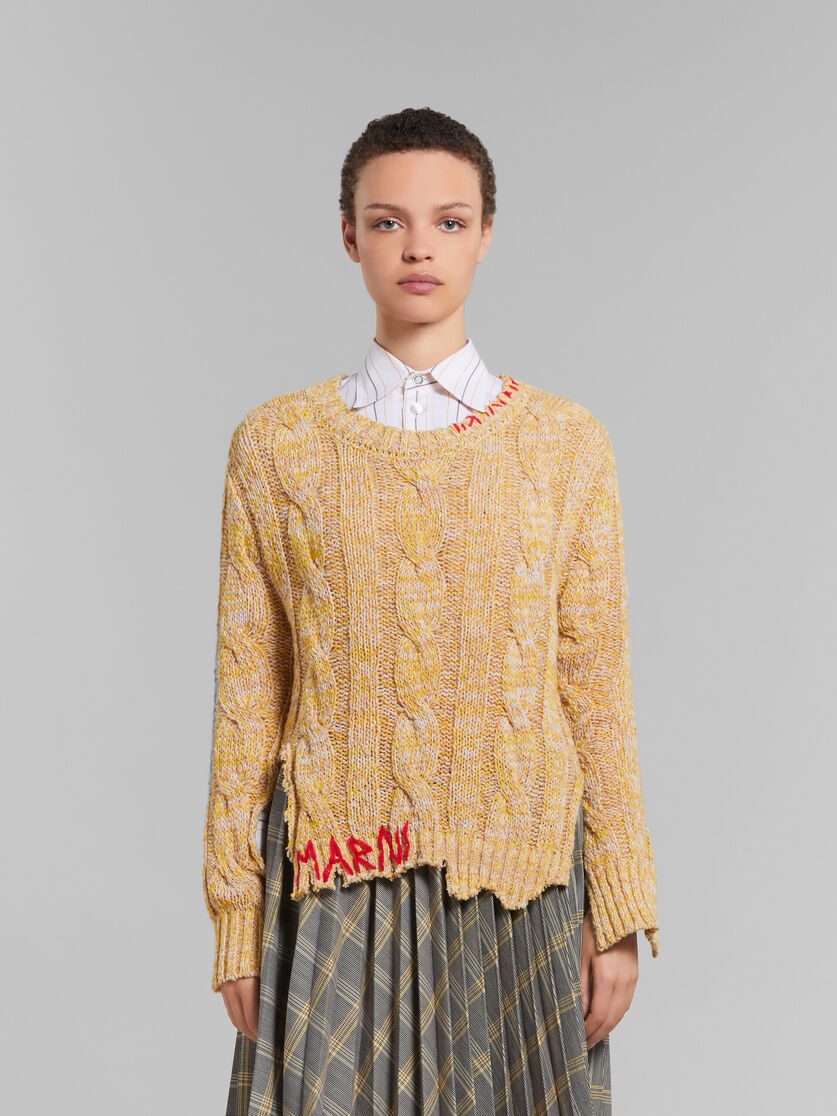 Yellow mouliné jumper with nibbled edges - Pullovers - Image 2