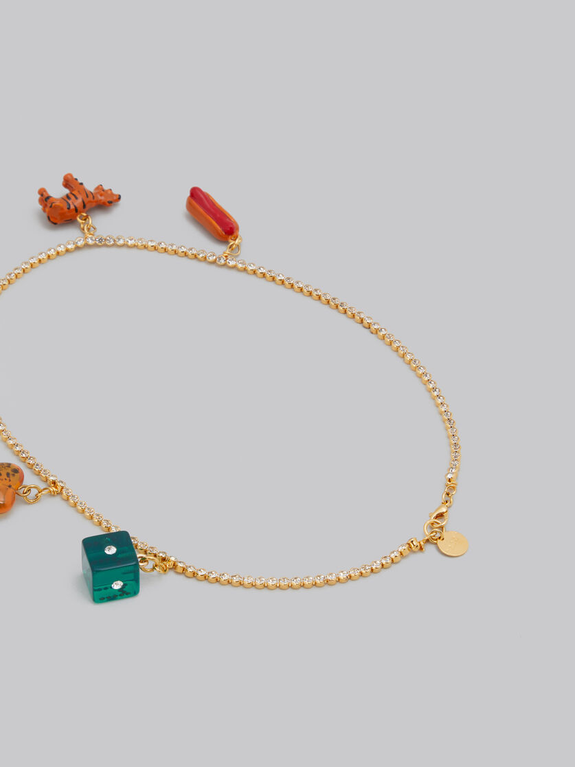 Rhinestone chain necklace with novelty charms Marni