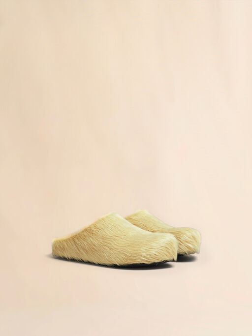 Yellow long hair calfskin Fussbett sabot - Clogs