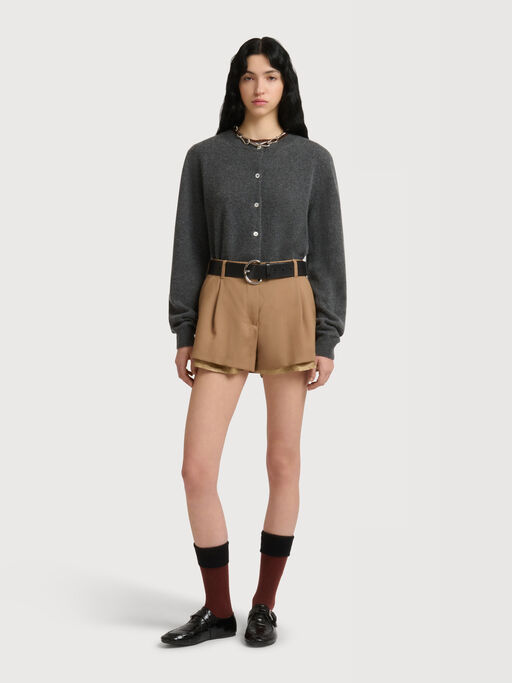 Brown wool shorts with exposed lining - Pants