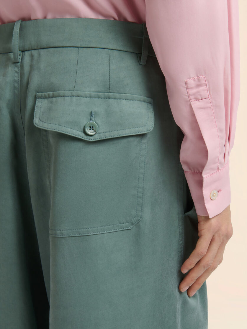 Green satin wide-leg trousers, Image 4