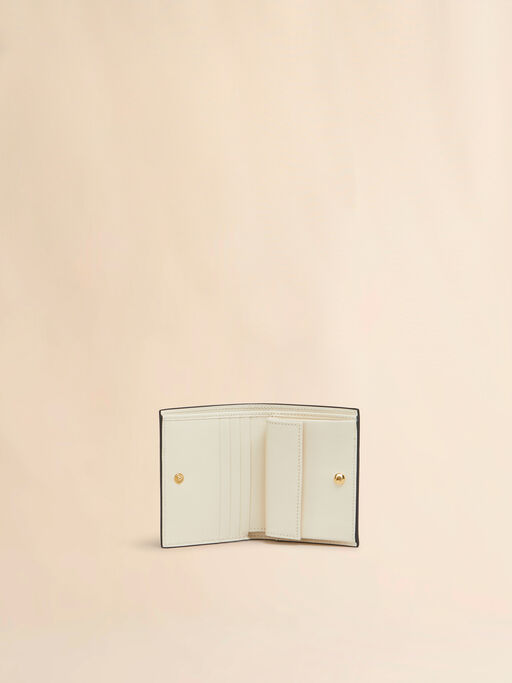 Light green, cream and yellow saffiano leather bi-fold wallet - Wallets