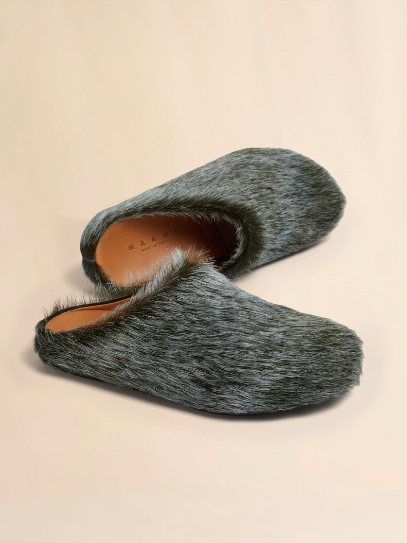 Blue-grey long hair calfskin Fussbett sabot - Clogs - Image 5