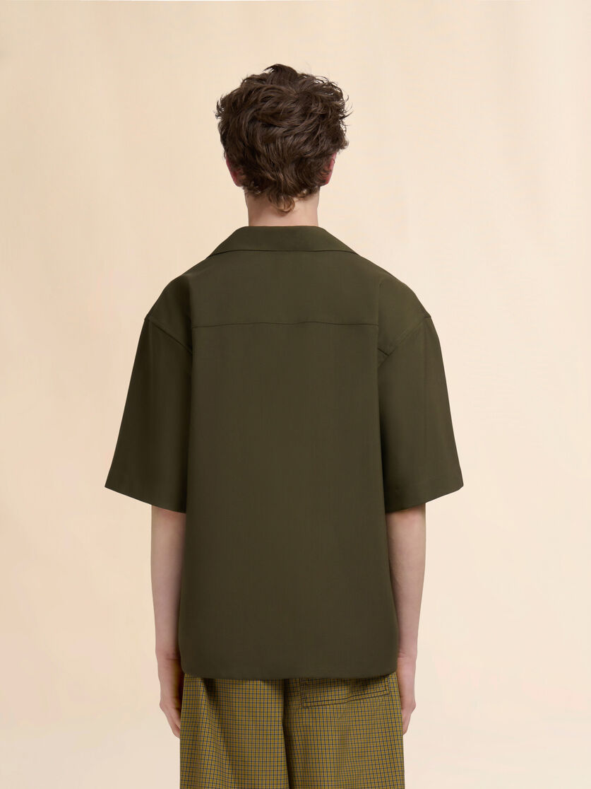 Deep blue tropical wool bowling shirt with Marni Mending - Shirts - Image 3