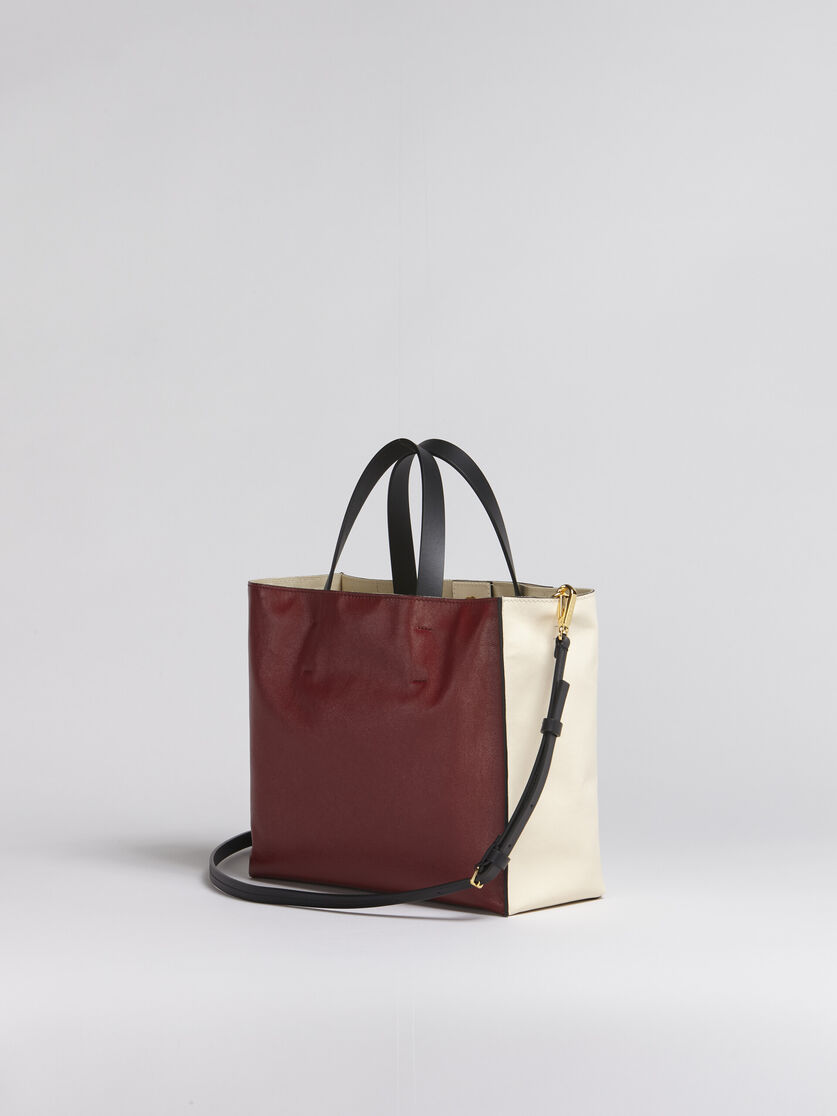 MUSEO SOFT bag piccola in pelle bianca e rosso - Borse shopping - Image 2