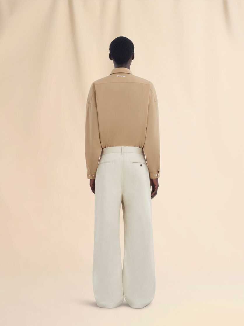 Straight leg ivory organic cotton trousers - Pants - Image 3