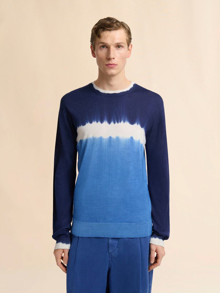 Blue wool-silk jumper with tie-dye effect, Image 2