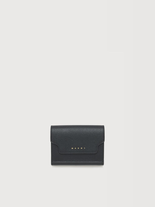 Black saffiano leather tri-fold wallet - Wallets