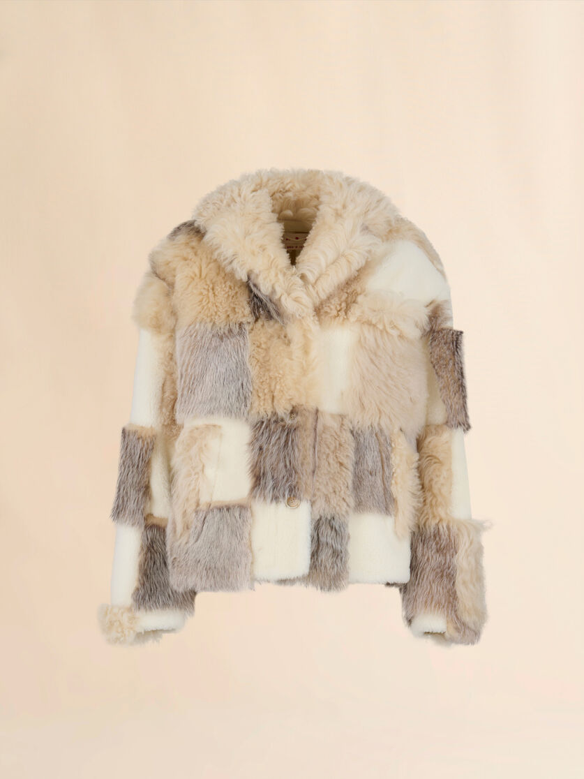 Cream mixed shearling jacket - Jackets - Image 1