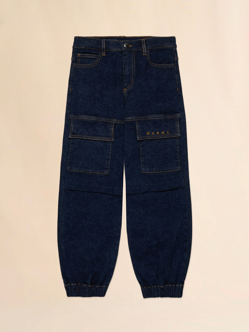 Denim cargo pants with embroidered Marni logo - Pants - Image 1