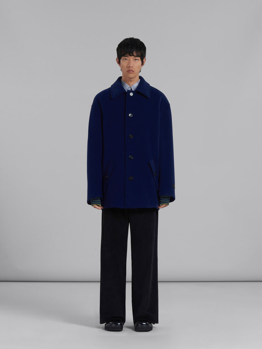 Blue wool felt caban coat - Coat - Image 2