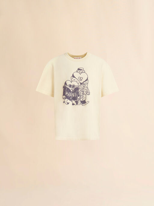 Marni + Madhappy cream cotton T-shirt with heart guys print - Shirts