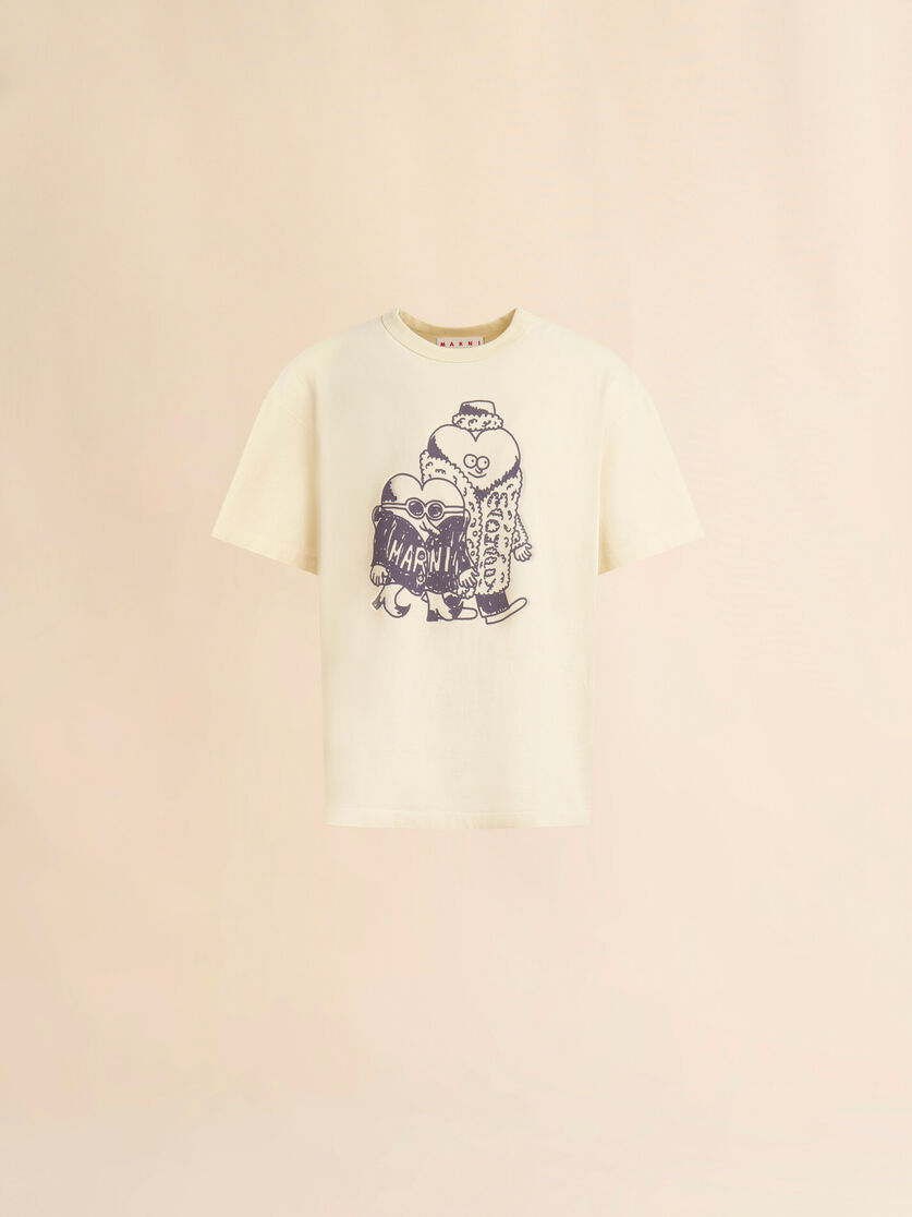 Marni + Madhappy cream cotton T-shirt with heart guys print - Shirts - Image 1