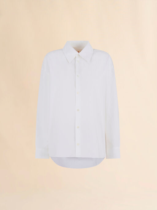 White organic poplin shirt with gathered back - Shirts