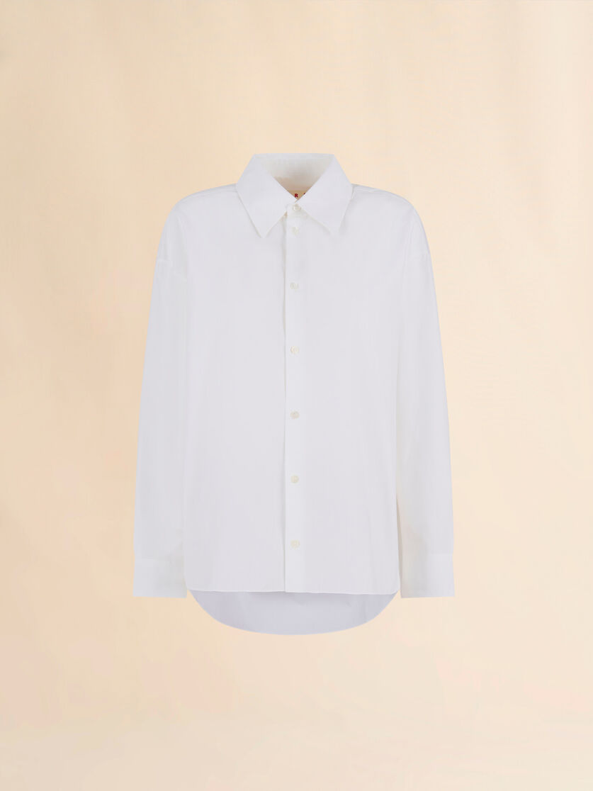 White organic poplin shirt with gathered back - Shirts - Image 1